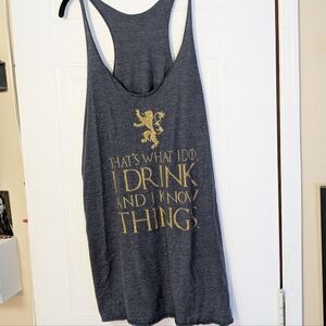 Dark Gray Tank Top with Gold Lion Design Game Of Thrones Lannister